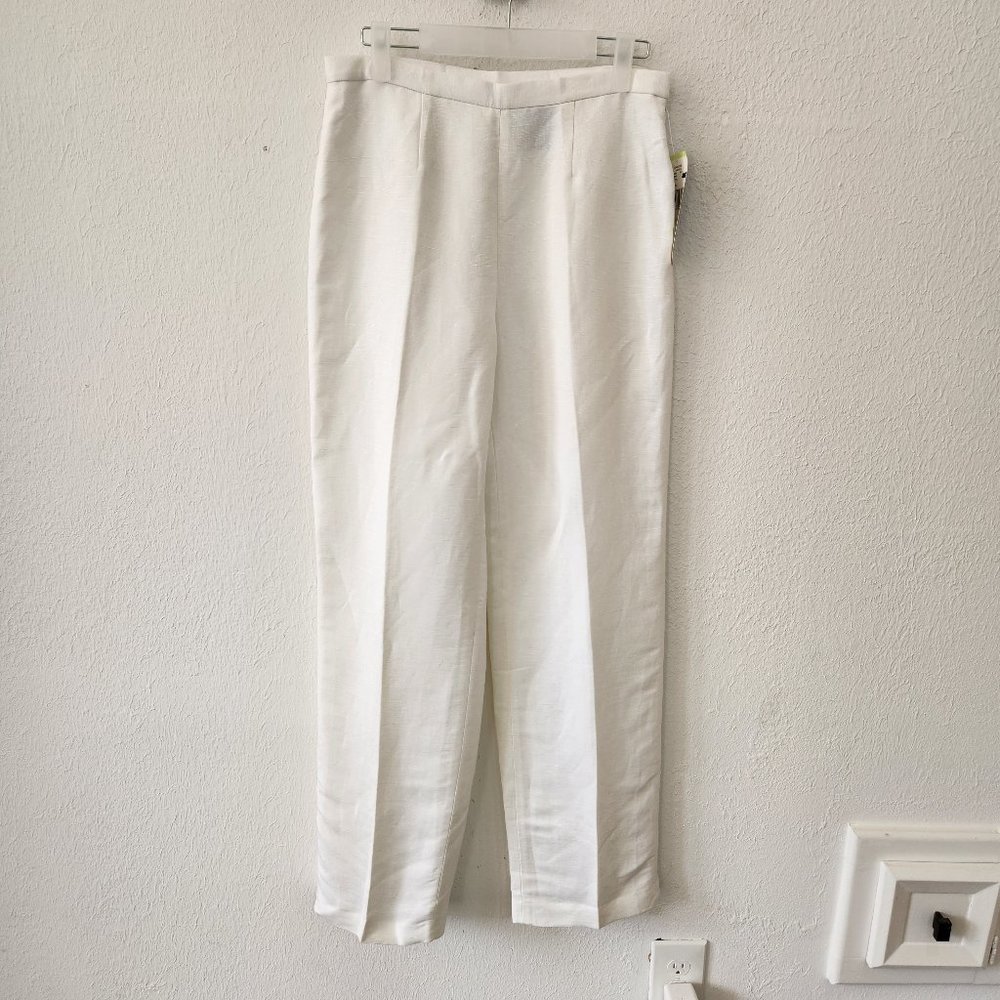 Kasper Linen Dress Pants Womens 4 Flat Front Side Zip Valencia High Rise
